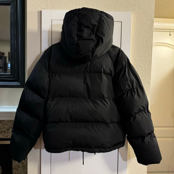 GOOD AMERICAN Hooded Puffer Jacket In Black Heavyweight Removable Hood Size XL - Picture 4 of 8